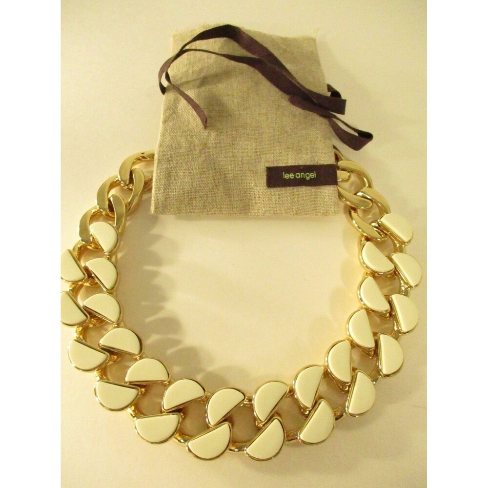 Lee Angel Womens Half-Moon Howlite and Steel Necklace NWT 550 - Picture 11 of 11